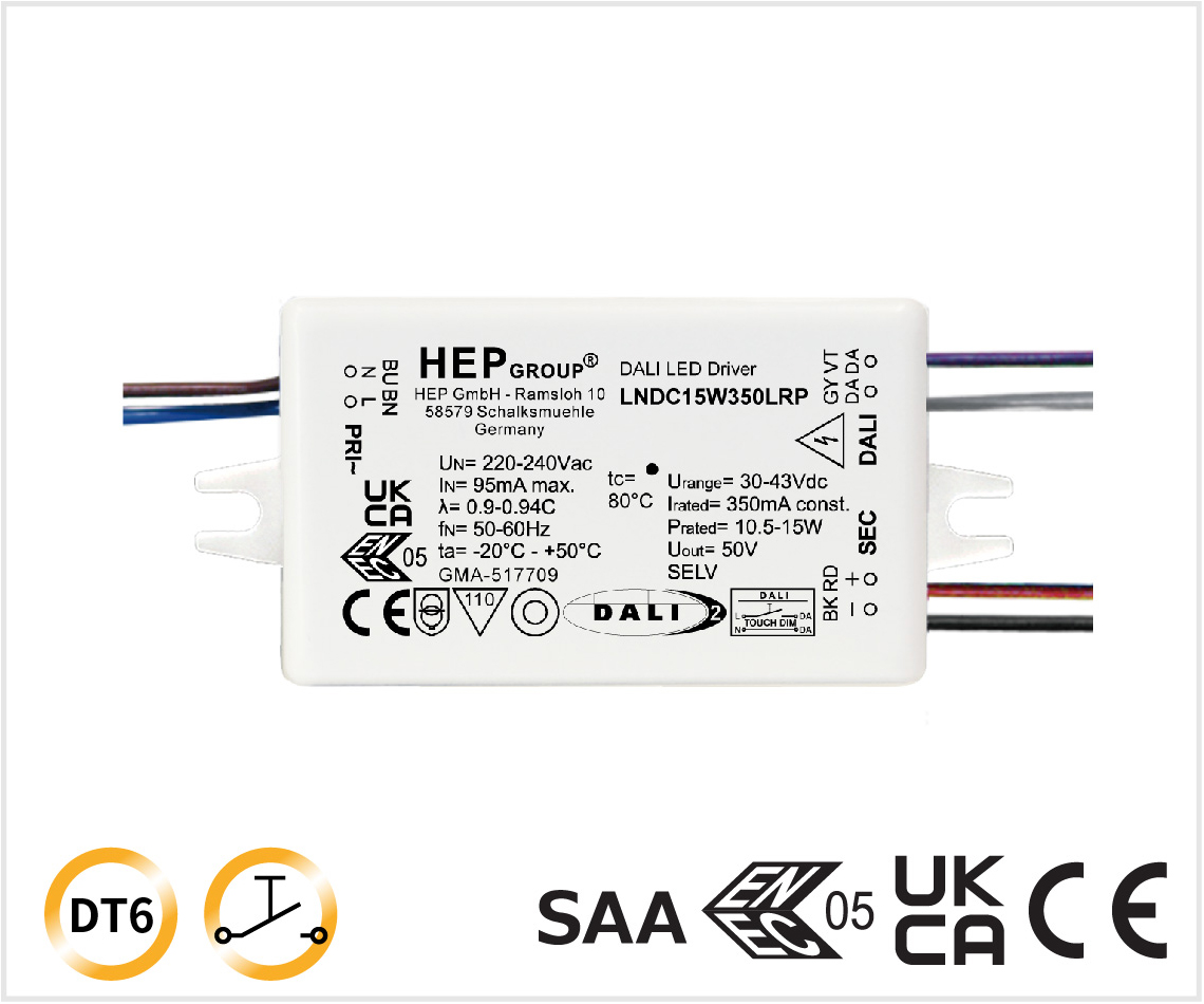 LNDC 15W 180-350mA DALI-2 DT6 TouchDIM調光