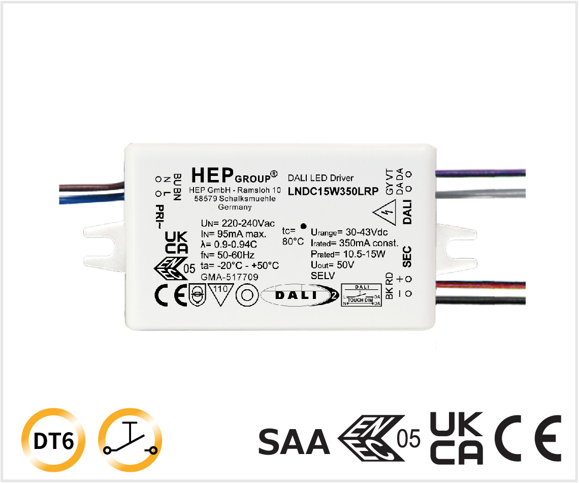 LNDC 20W 300-700mA DALI-2 DT6 TouchDIM調光