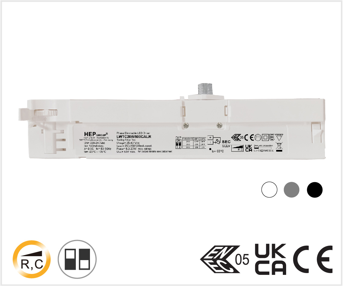 LWTC 20W 250-500mA DIPswitch TrailingEdge調光 軌道燈 恆流